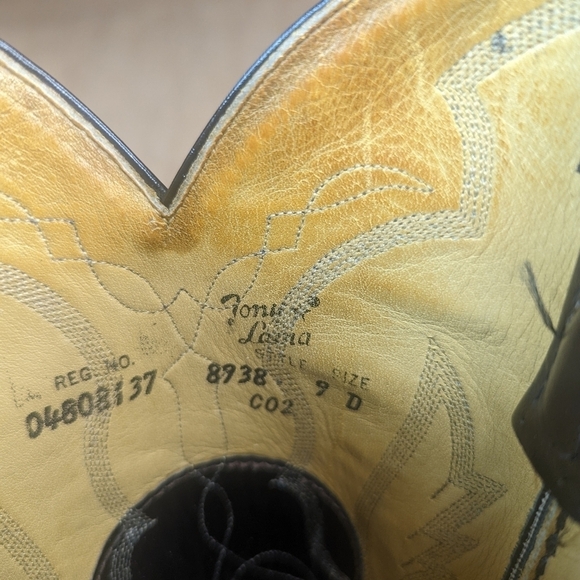 Tony Lama boots men's size 9D shrunken Bull Shoulder blue/gray leather classic W - Picture 12 of 12